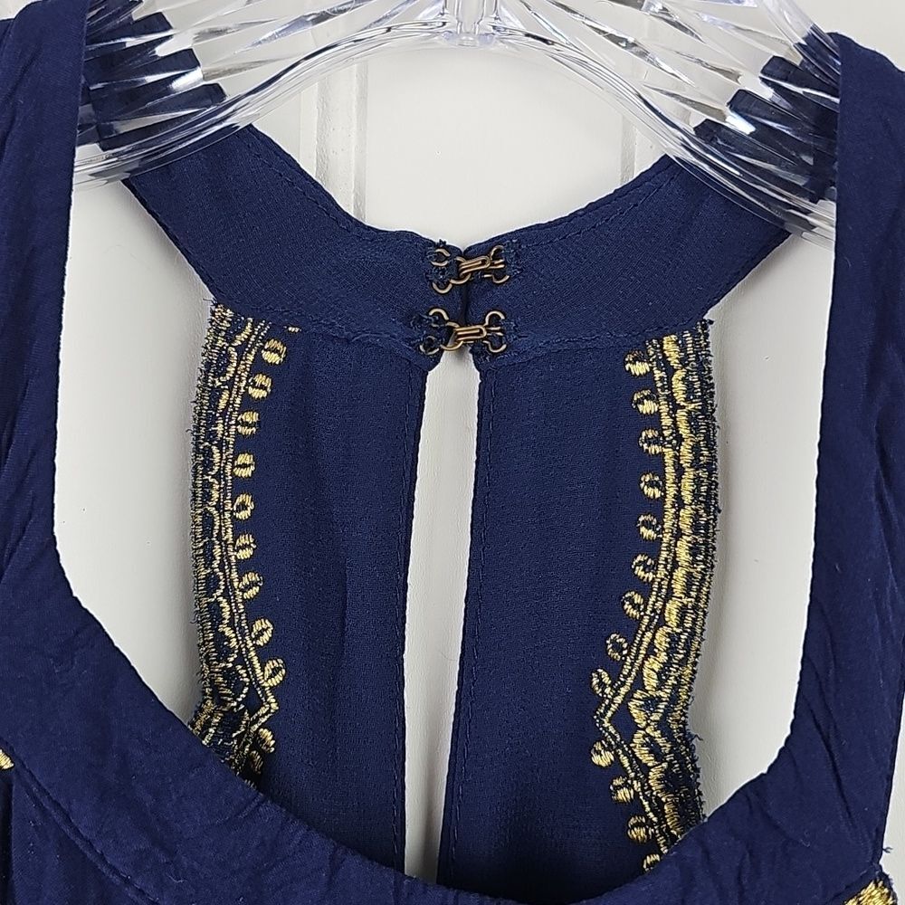 Lilly Pulitzer Navy & Gold Embroidered Halter Dress — XL - Picture 5 of 9